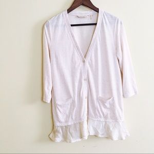 Soft Surroundings  V Neck Cardigan Sweater Flounce